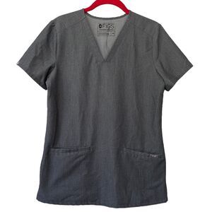FIGS Casma Two-Pocket Scrub Technical Collection Top Gray XS